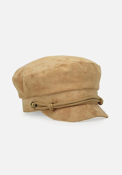 khaki faux suede cap