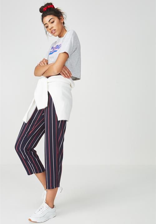 Supré  - Printed loose crop tee - grey 