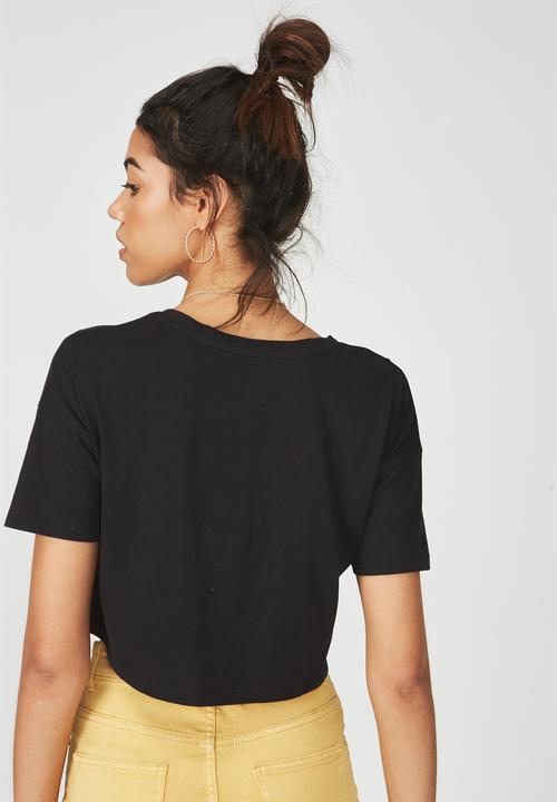 Supré  - Printed loose crop tee - black 