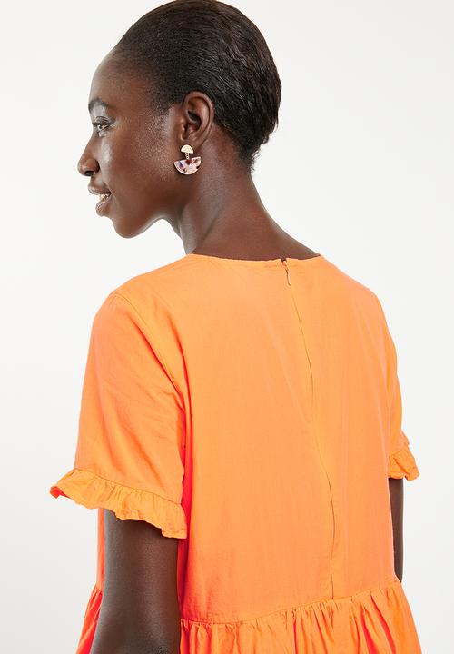 Vero Moda - Goldie short sleeve playsuit - orange