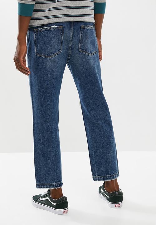 Superbalist - Cropped regular tapered destroy jeans - blue