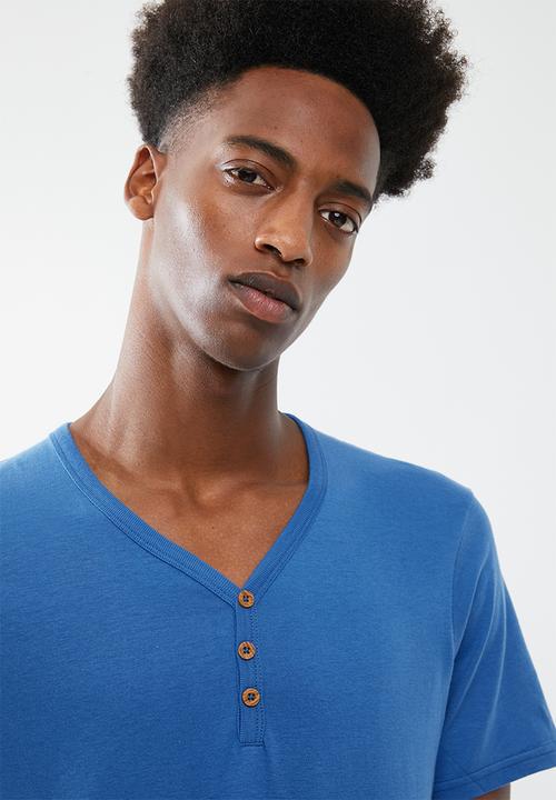 Cotton On - Essential henley tee - blue