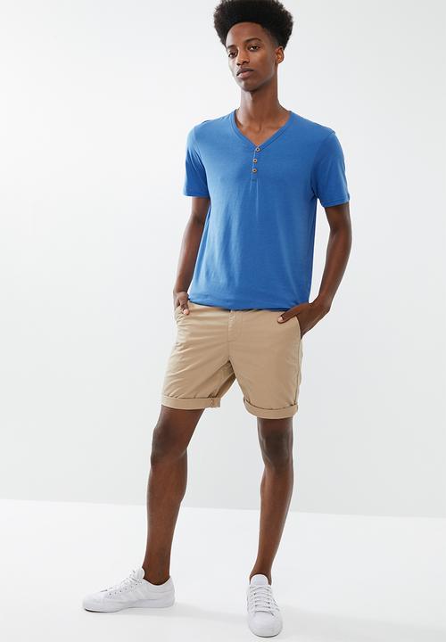 Cotton On - Essential henley tee - blue