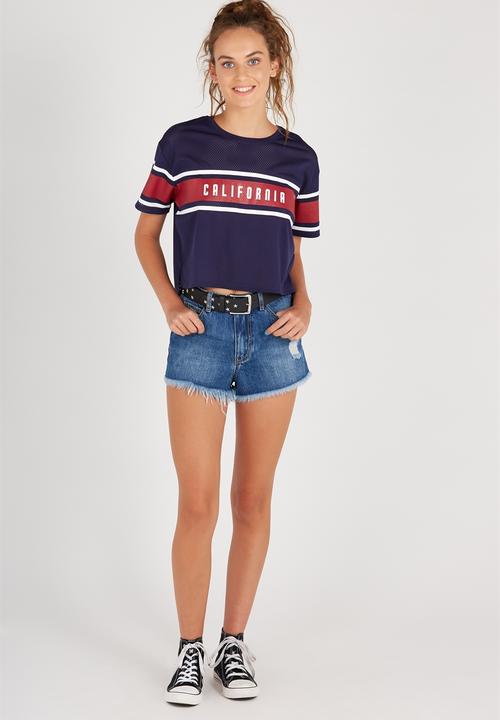 Supré  - Active mesh boxy tee - navy 