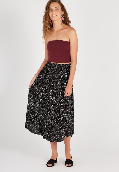 Supré  - Button through maxi skirt - black & white 
