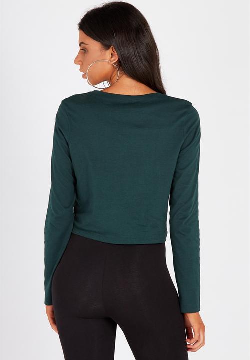 Supré  - Printed long sleeve loose crop - green 