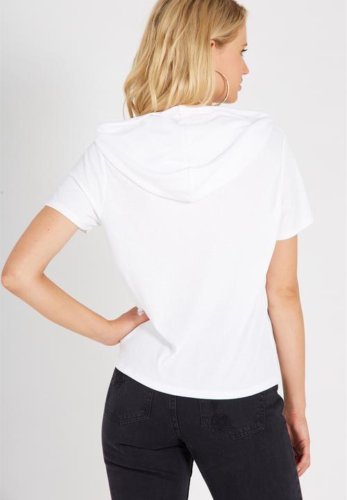 Supré  - Ribbed hooded top- white