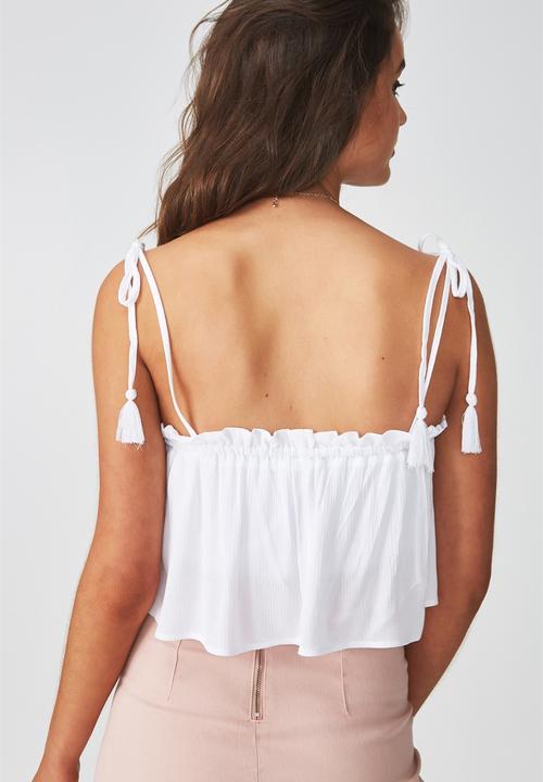 Supré  - Tie shoulder crop top - white