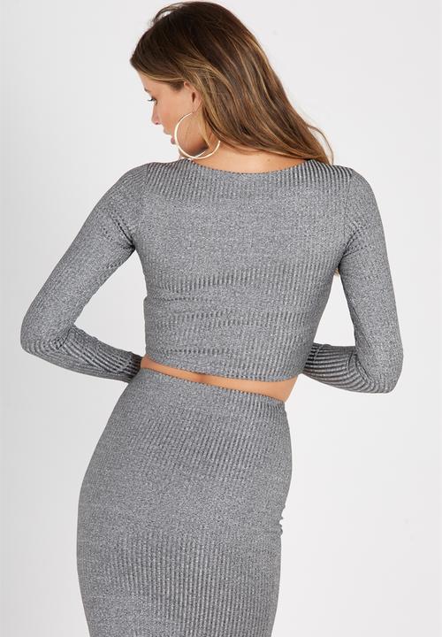 Supré  - Luxe rib long sleeve crop - grey 