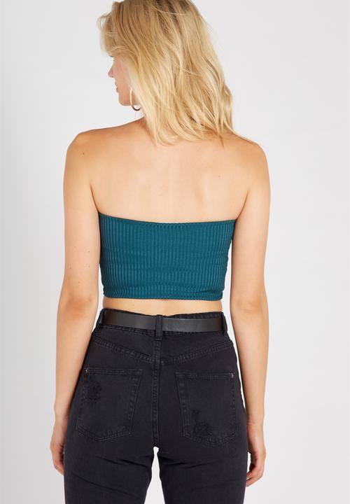 Supré  - Luxe rib strapless crop - green 