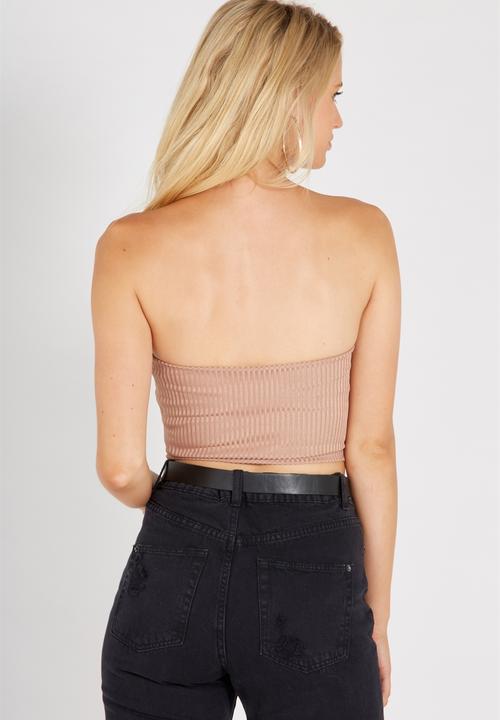 Supré  - Luxe rib strapless crop - beige