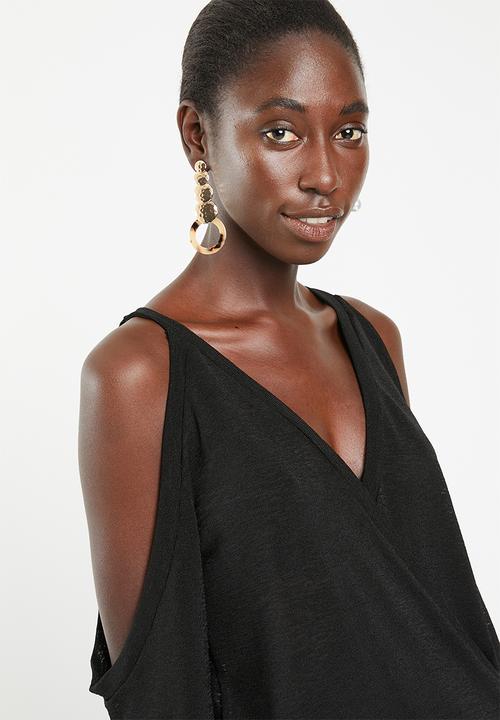 Superbalist - Cold shoulder wrap top - black