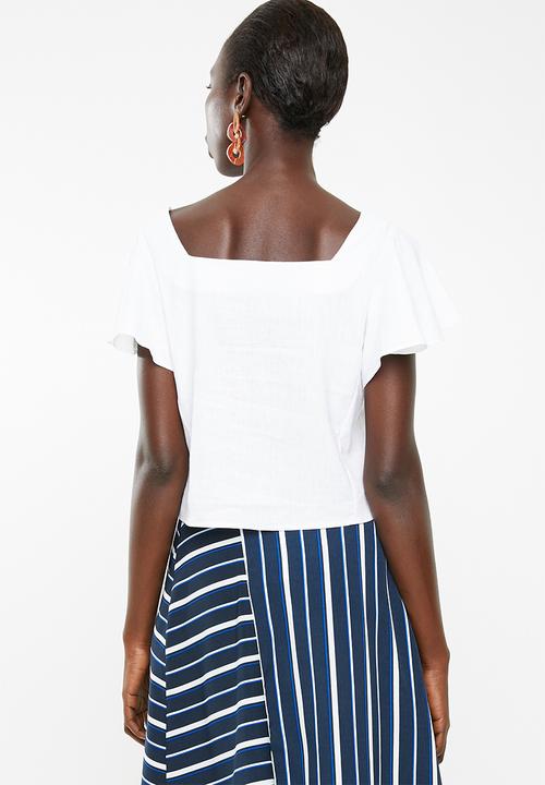 Superbalist - Button front blouse with frill sleeve - white 