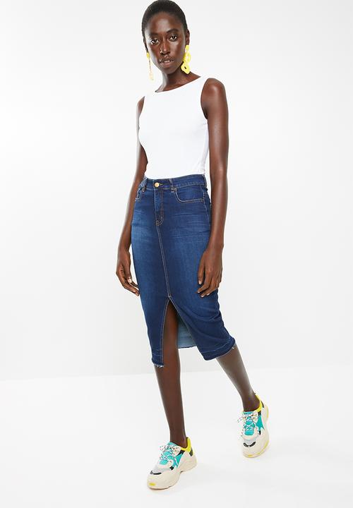 Superbalist - Denim midi bodycon - blue 
