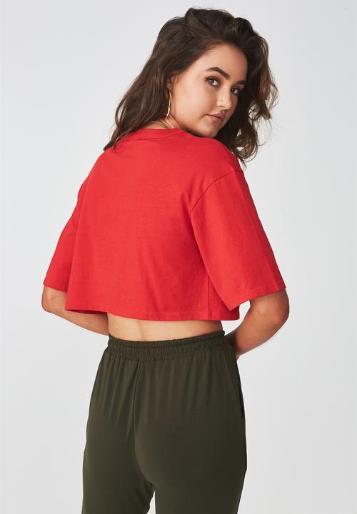 Supré  - V neck boxy crop - red