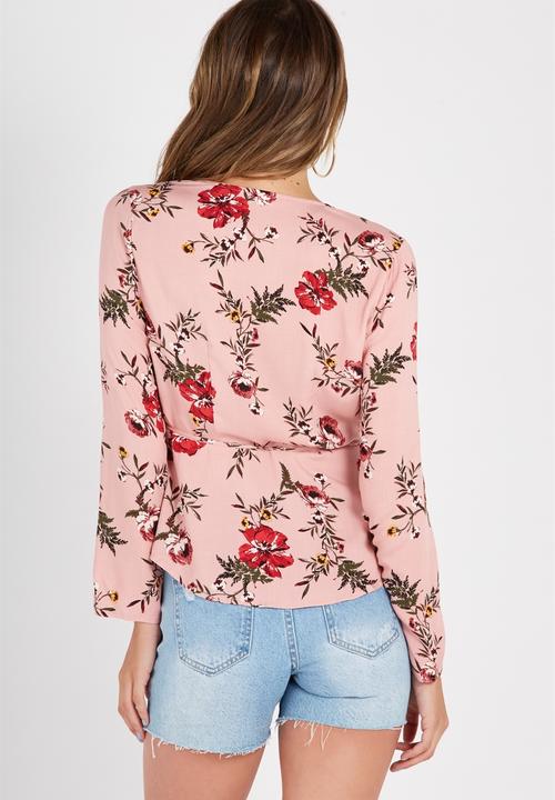 Supré  - Penelope long sleeve wrap top - pink