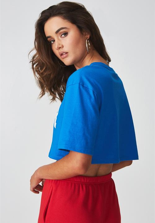 Supré  - V neck boxy crop - blue