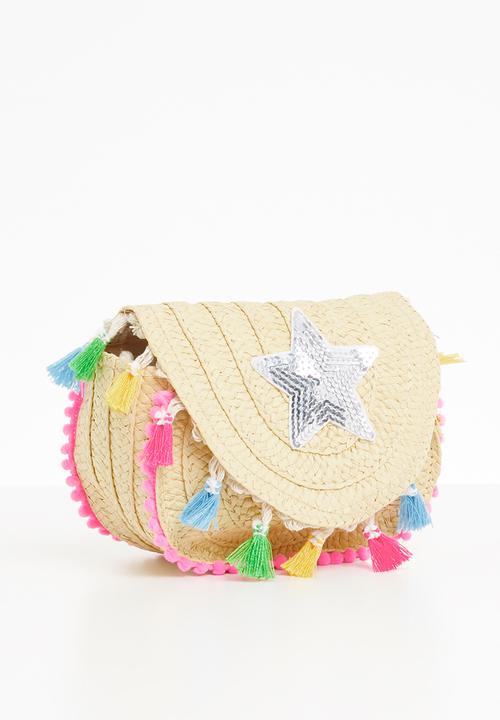 Superbalist - Kids girls star straw sling bag - beige