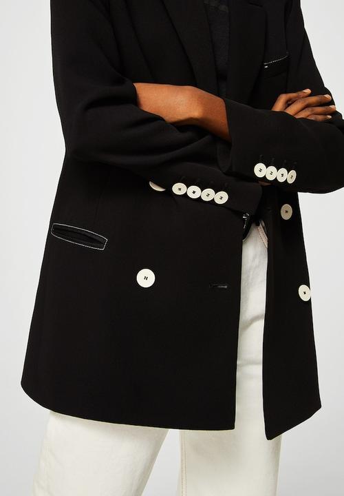 MANGO - Contrast seam blazer - black