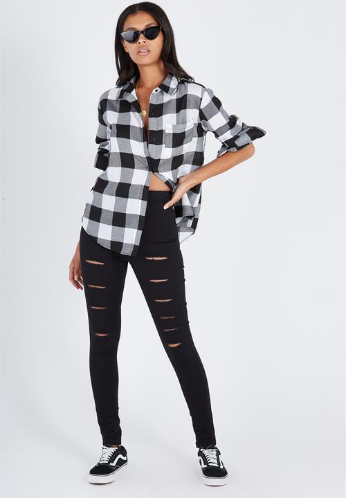 Supré  - Check shirt - black & white
