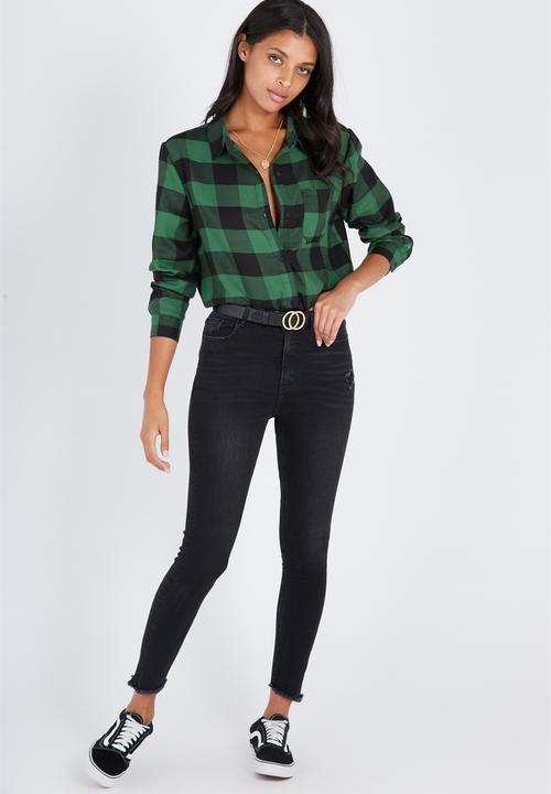 Supré  - Check shirt - green & black