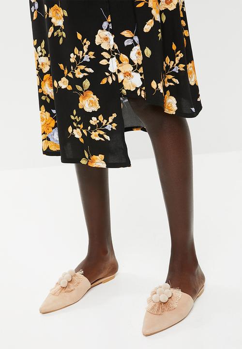 Superbalist - Cut up hem midi skirt - black floral