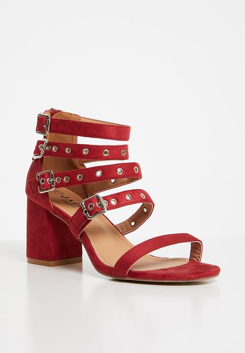Jada - Buckle detail strappy heels - red