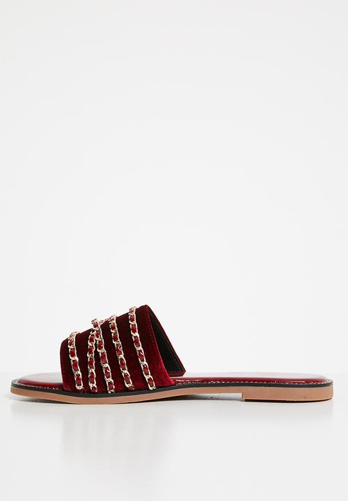Dolce Vita - Chain detail slides - burgundy
