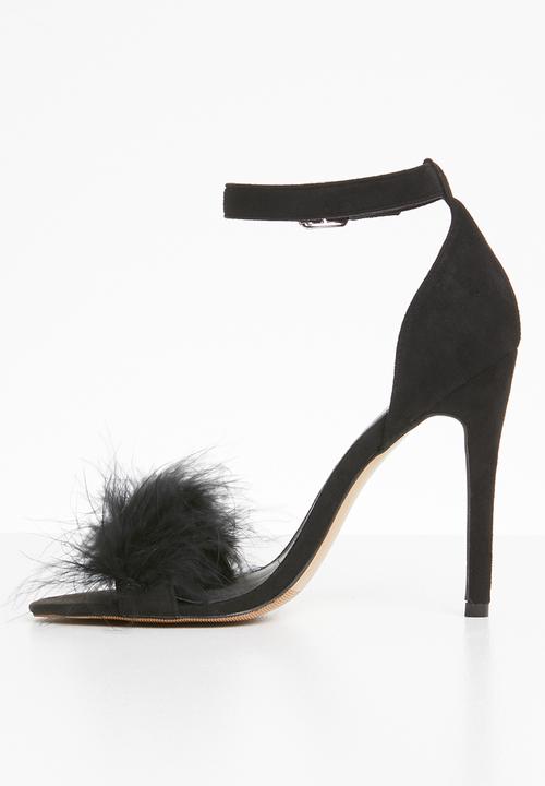 Truffle - Fur strap silettos - black