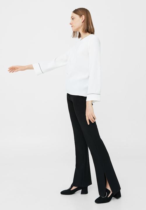 MANGO - Contrast trim blouse - white