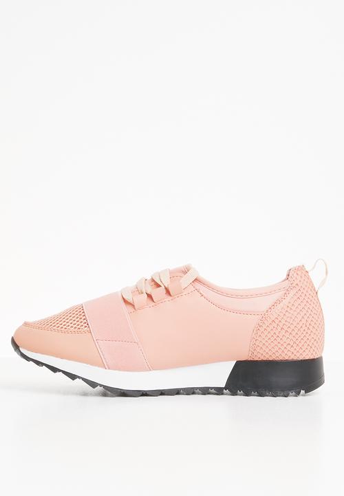 Truffle - Lace mesh lace-up sneakers -pink