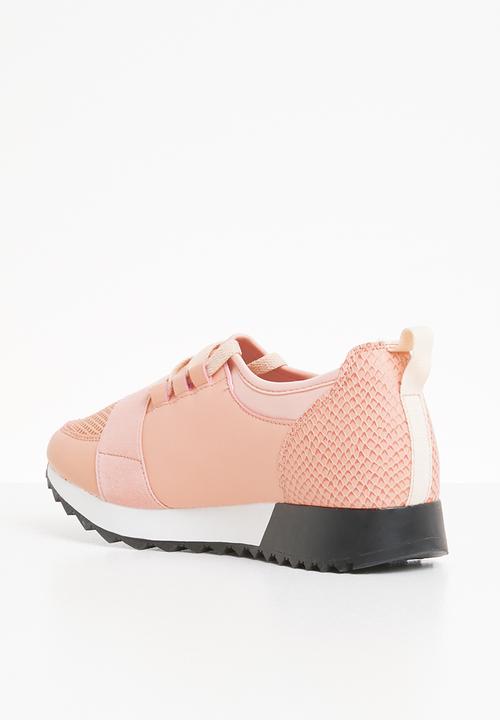 Truffle - Lace mesh lace-up sneakers -pink