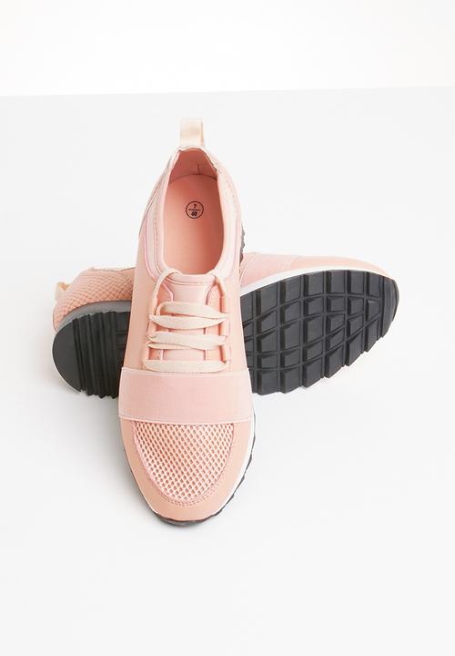 Truffle - Lace mesh lace-up sneakers -pink