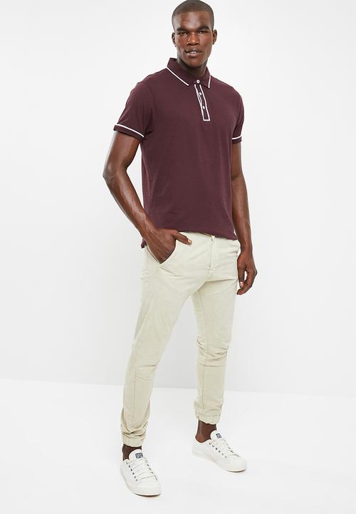 STYLE REPUBLIC - Block pique golfer - maroon