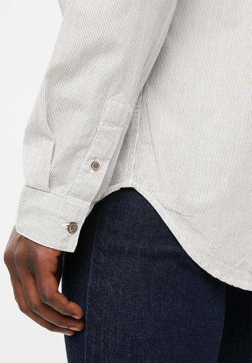 STYLE REPUBLIC - Bell fine stripe shirt - beige & taupe