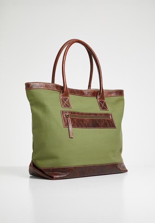 Superbalist -  Hold all tote canvas and leather tote - khaki green