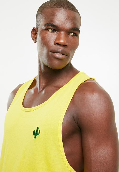 Brave Soul - Cacti scoop neck vest - yellow