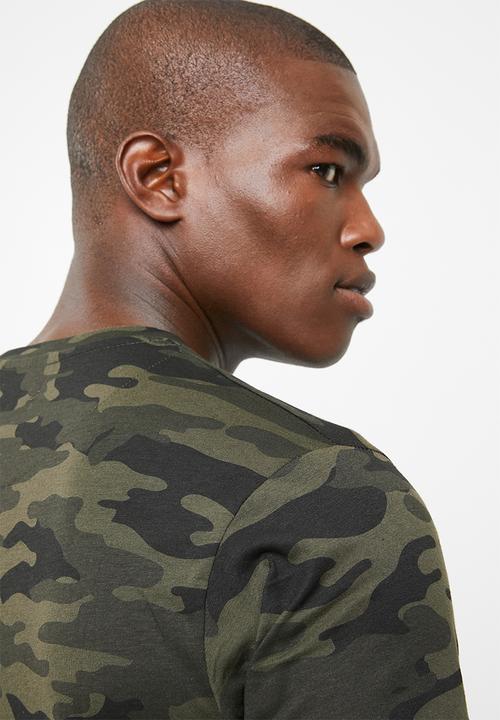 Brave Soul - Capital short sleeve tee - khaki green & blue