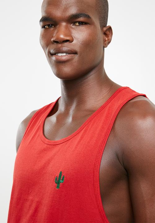 Brave Soul - Cacti scoop neck vest - red