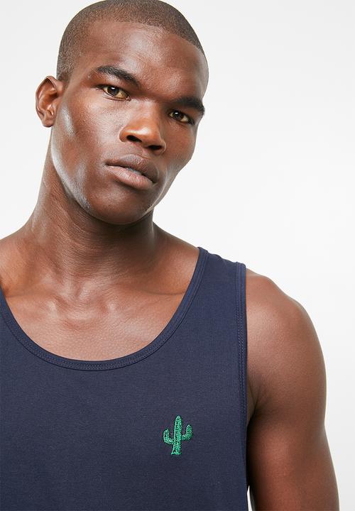 Brave Soul - Cacti scoop neck vest - navy