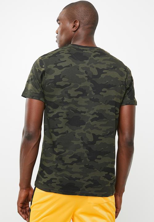 Brave Soul - Capital short sleeve tee - khaki green & orange