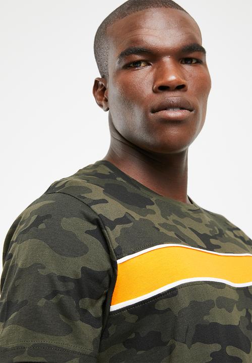 Brave Soul - Capital short sleeve tee - khaki green & orange