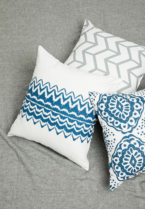Sixth Floor - Pine cushion cover - blue & white