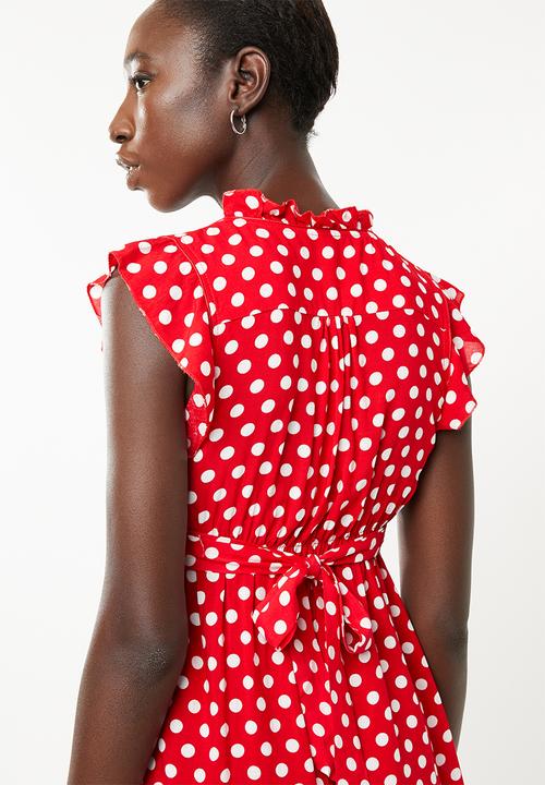 Revenge - Frilly polka dot dress - red