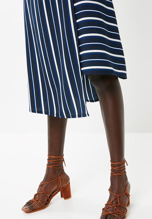 Superbalist - Cut up hem midi skirt - - blue stripe