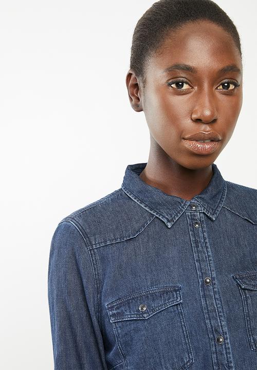 Vero Moda - Maria long sleeve denim slim shirt - blue