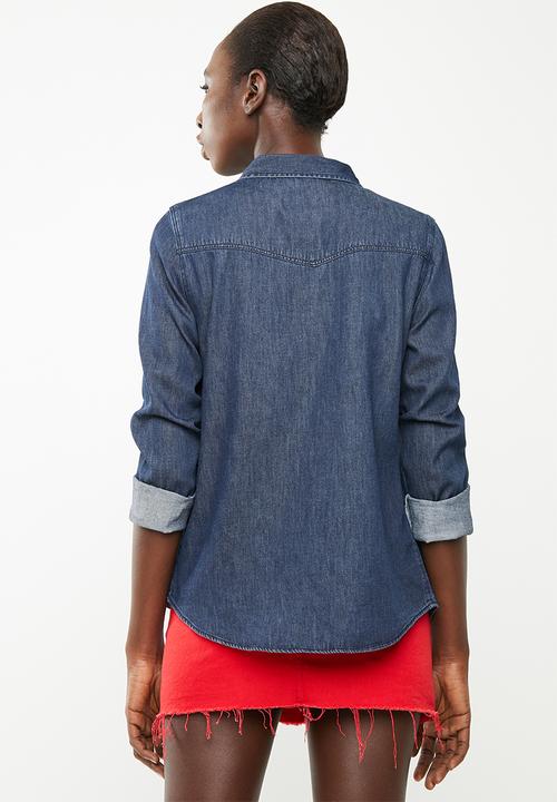 Vero Moda - Maria long sleeve denim slim shirt - blue