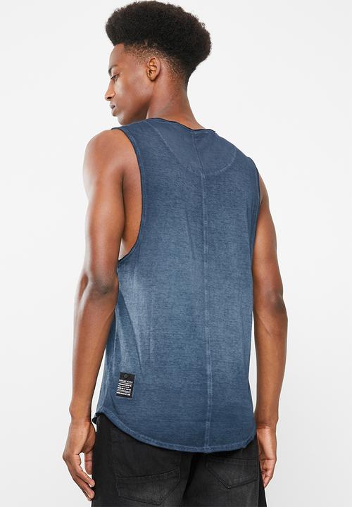 S.P.C.C - Curved hem vest with front print - blue