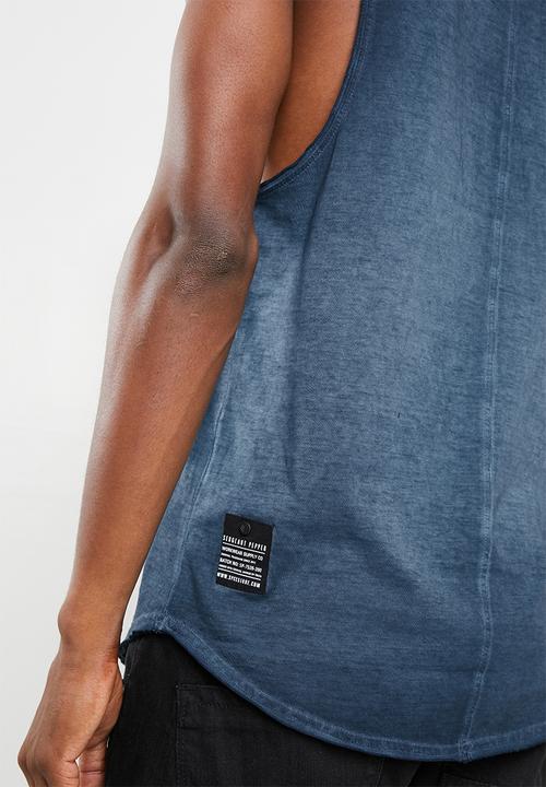 S.P.C.C - Curved hem vest with front print - blue