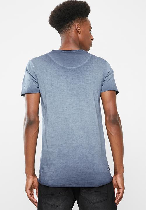 S.P.C.C - Dirty dye raw edge tee - blue